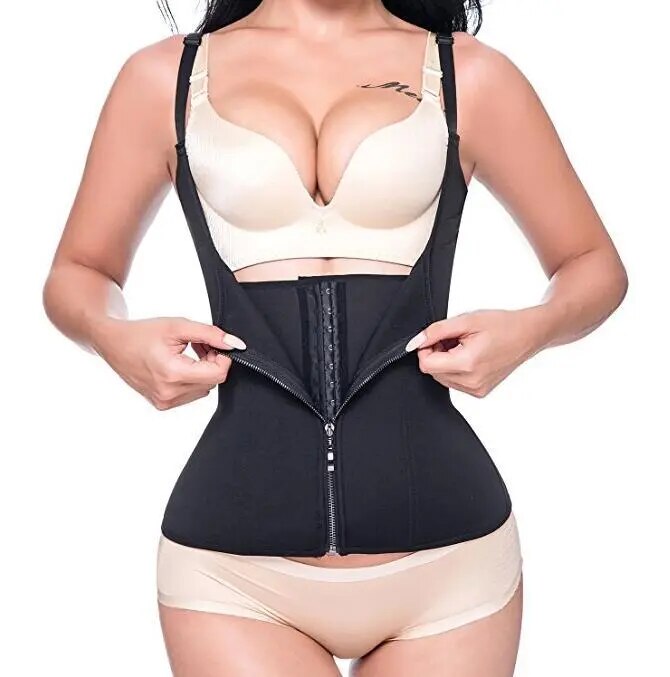 Body Snatcher Women's Slimming Belt Vest Corset with Shoulder Strap Waist Trainer, Zipper, Hook, Body Shaper, and Waist Cincher for Weight Loss