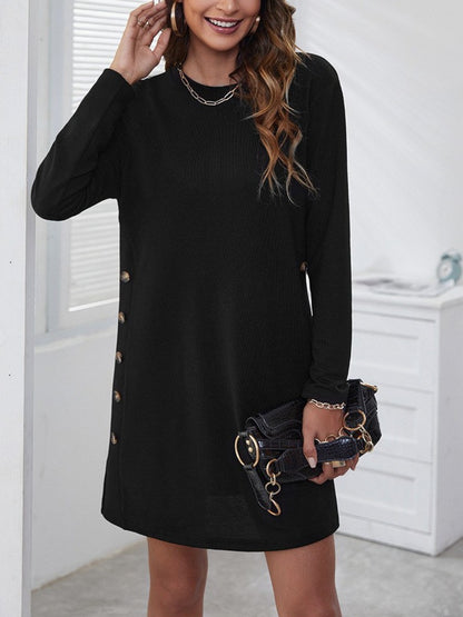 Round Neck Long Sleeve Mini Dress