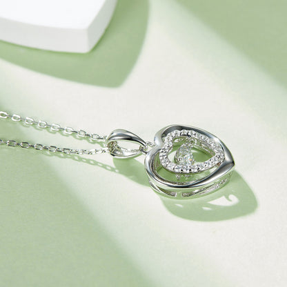 Moissanite 925 Sterling Silver Heart Necklace