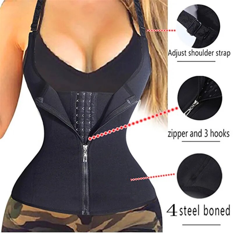 Body Snatcher Women's Slimming Belt Vest Corset with Shoulder Strap Waist Trainer, Zipper, Hook, Body Shaper, and Waist Cincher for Weight Loss