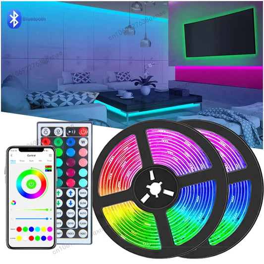 RGB Bluetooth LED Strip Lights for Bedroom and TV - 5050 LED, 5m to 30m Options