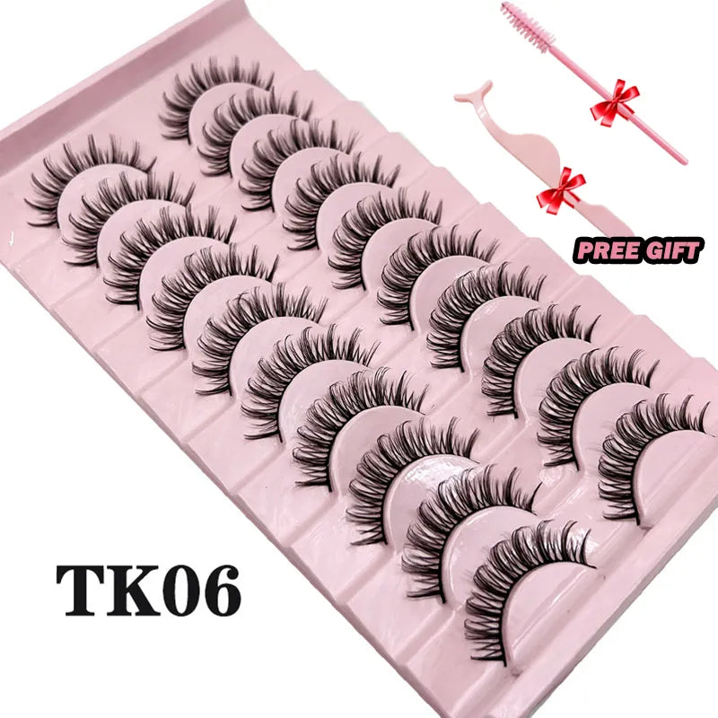 Russian Volume 3D False Eyelashes - 10-Pairs of Fluffy Mink Strip Lashes