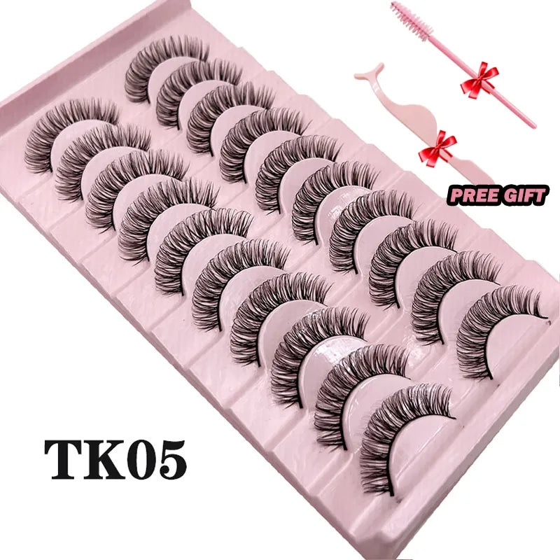 Russian Volume 3D False Eyelashes - 10-Pairs of Fluffy Mink Strip Lashes