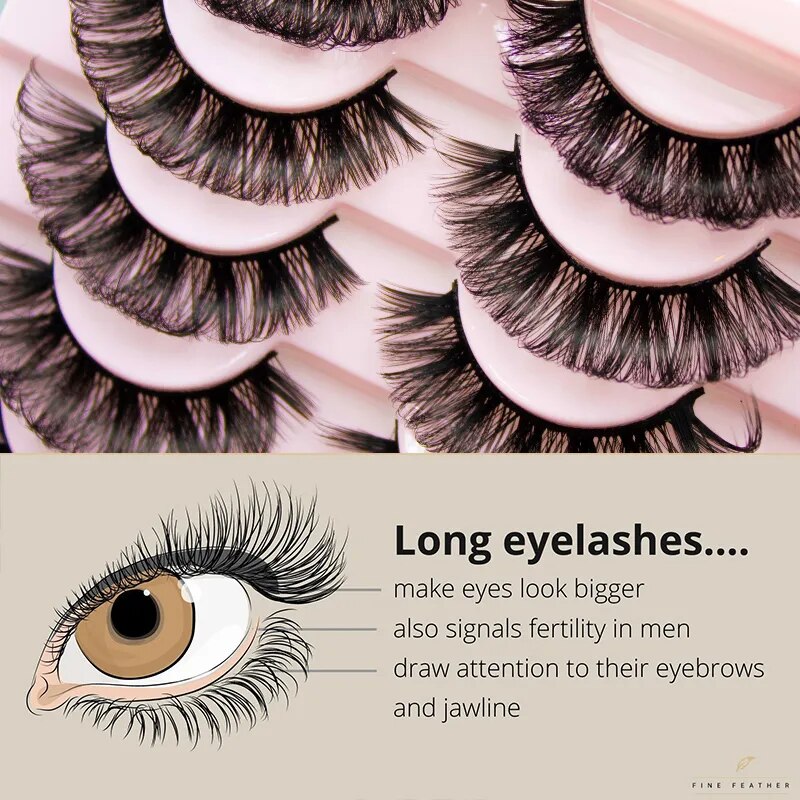 Russian Volume 3D False Eyelashes - 10-Pairs of Fluffy Mink Strip Lashes