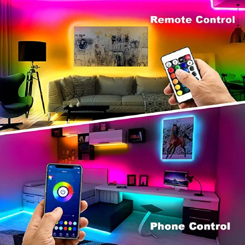 RGB Bluetooth LED Strip Lights for Bedroom and TV - 5050 LED, 5m to 30m Options