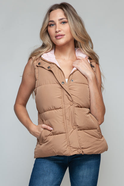 Snobbish Snap and Zip Closure Hooded Vest