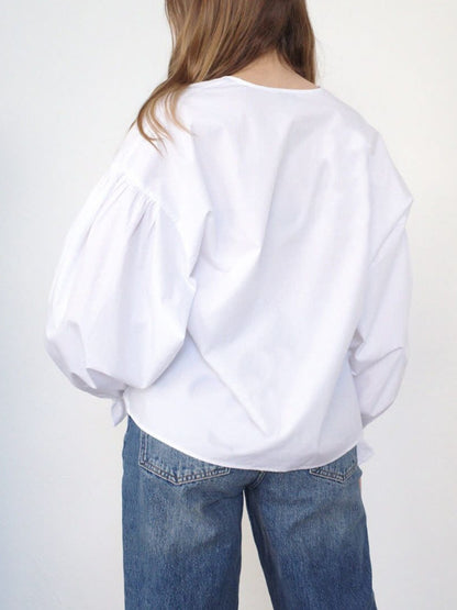 Tied Flounce Sleeve Blouse