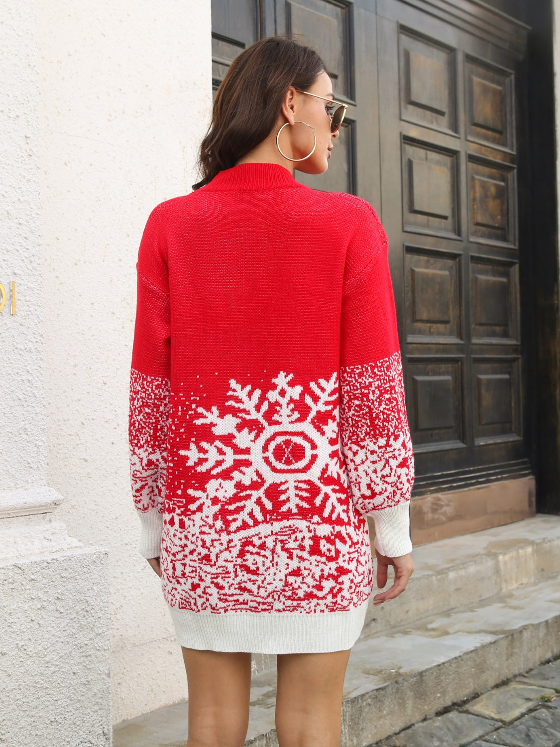 Snowflake Pattern Sweater Dress