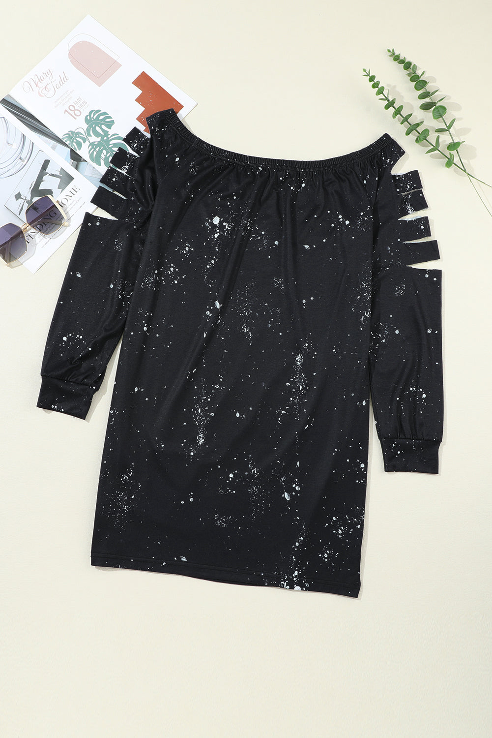 Splatter Cutout Off-Shoulder Mini Dress