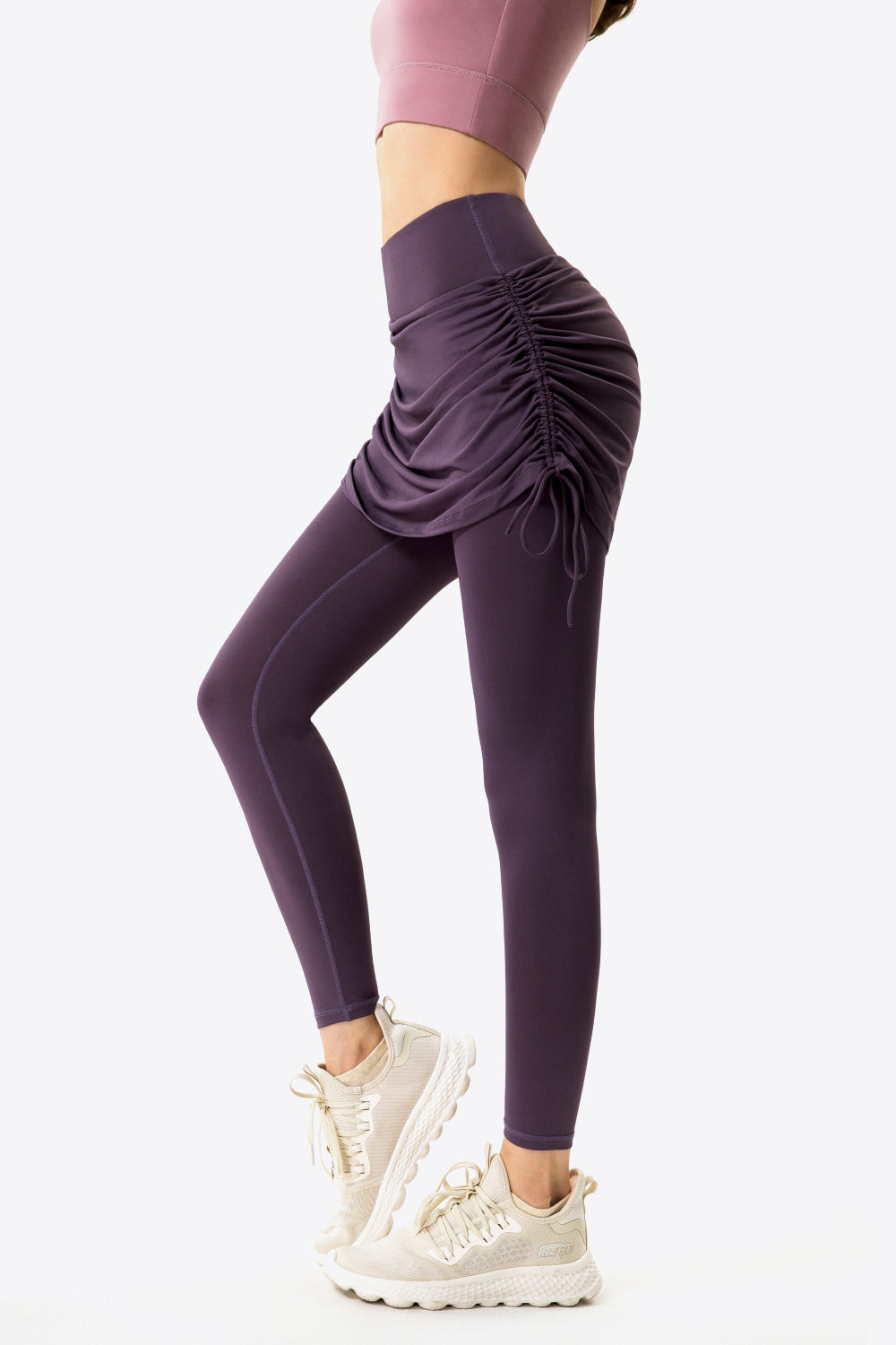Prana Remy Purple Fold-Over Skirted Yoga Leggings Size XS